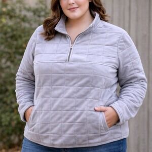 Ridgecut Quilted Quarter Zip Pullover 3XL Dusty Blue Workwear Fleece Unisex